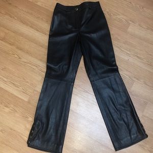 St. John Leather Wide Leg Brown Pants